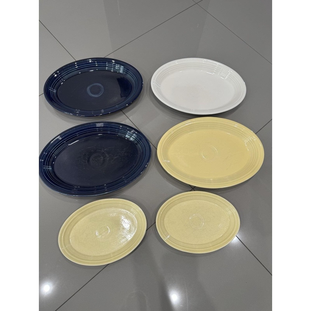 6 Pcs Fiestaware By Homer Laughlin, 13 5/8" X 9 1/2" Large Small Oval Platters